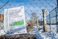 East River Park Protest & Details		

Protesters gathered in East River Park to prevent contracted construction workers from cutting down trees for headway on the ESCR - East Side Coastal Resiliency project, an effort of the city to build a levee that will provide flood control.
According to public plans, a 1.2 mile wall with razed park over an 8 foot fill will line the East River, requiring the expunging of an estimated 1000 trees along the river bank. Last year in December the Cherry and London Plane trees of the south section of the park were, cut and further work has resumed on northern half this January. 
Locals in the city, retaliate against the project due to what they claim to be, a thwarted joint effort for a viable solution for flooding and keeping the park in tact that is beloved and iconic component of not only the neighborhood but NYC. 
For more information: 
www.eastriverparkaction.org
January 31, 2021
East River Park, East Village, NYC 
(C) Bianca Otero