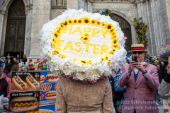 New Yorkers donning elaborate costumes and lavishly decorated hats returned for the Easter Parade and Bonnet Festival 2022 outside St. Patrick's Cathedral in New York, New York, on Apr. 17, 2022. (Photo by Gabriele Holtermann)