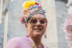 New Yorkers donning elaborate costumes and lavishly decorated hats returned for the Easter Parade and Bonnet Festival 2022 outside St. Patrick's Cathedral in New York, New York, on Apr. 17, 2022. (Photo by Gabriele Holtermann)