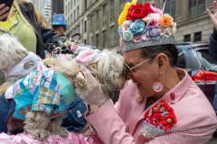 New Yorkers -and dogs- donning elaborate costumes and lavishly decorated hats returned for the Easter Parade and Bonnet Festival 2022 outside St. Patrick's Cathedral in New York, New York, on Apr. 17, 2022. (Photo by Gabriele Holtermann)