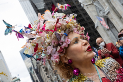 New Yorkers donning elaborate costumes and lavishly decorated hats returned for the Easter Parade and Bonnet Festival 2022 outside St. Patrick's Cathedral in New York, New York, on Apr. 17, 2022. (Photo by Gabriele Holtermann)