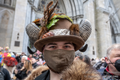 New Yorkers donning elaborate costumes and lavishly decorated hats returned for the Easter Parade and Bonnet Festival 2022 outside St. Patrick's Cathedral in New York, New York, on Apr. 17, 2022. (Photo by Gabriele Holtermann)