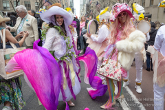 New Yorkers donning elaborate costumes and lavishly decorated hats returned for the Easter Parade and Bonnet Festival 2022 outside St. Patrick's Cathedral in New York, New York, on Apr. 17, 2022. (Photo by Gabriele Holtermann)