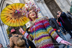New Yorkers donning elaborate costumes and lavishly decorated hats returned for the Easter Parade and Bonnet Festival 2022 outside St. Patrick's Cathedral in New York, New York, on Apr. 17, 2022. (Photo by Gabriele Holtermann)