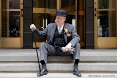 Participants march in the 2021 Annual Easter Bonnet Parade on Fifth Avenue in New York City on April 4, 2021. Paradegoers either dressed in their finest clothing or in colorful bonnets of all shapes and sizes still attended the annual Easter holiday tradition, on the steps of St. Patrick's Cathedral or in nearby Rockefeller Center, despite the Covid 19 pandemic.   (Photo by Andrew Schwartz)