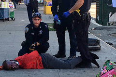 An emotionally disturbed person is arrested on West 125th Street in Manhattan after allegedly stealing items from a Duane Reade.