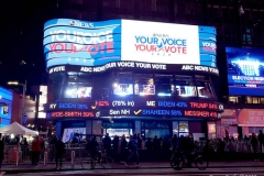 Election night in New York City's Time Square people are waiting for election results to come in for the presidential election.