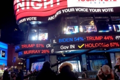 Election night in New York City's Time Square people are waiting for election results to come in for the presidential election.