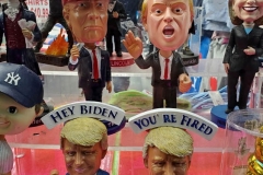 Election night in New York City.  Souvenir shops in Time square sell bobble head statues of President Donald J. Trump