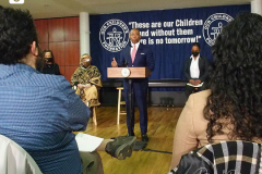 NYC Mayor Eric Adams holds a roundtable discussion on gun violence at Our Children’s Foundation in Harlem, New York City on 02 Jan 2022