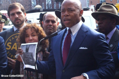 March 25, 2022  New York, New York city Eric Adams holds a Press Conference on traffic safety. Department of 
Transportation Commissioner Ydanis  Rodriguez  was in attendance as well the family of Isaiah Benloss who lost his life when a  speeding car went thru a red light and struck him and killed him.