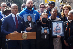 March 25, 2022  New York, New York city Eric Adams holds a Press Conference on traffic safety. Department of 
Transportation Commissioner Ydanis  Rodriguez  was in attendance as well the family of Isaiah Benloss who lost his life when a  speeding car went thru a red light and struck him and killed him.