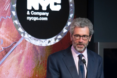 NYC & Company Kickoffs NYC Winter Outing with Mayor Eric Adams, Fred Dixon, Charlotte St. Martin, Anthony E. Malkin, Marlene Poynder, David Burke, Tren’ness Woods-Black, and Cast members from Aladdin and Chicago at the Empire State Building, 1/18/22.  CEO Empire State Reality Trust, Anthony E. Malkin addresses the crowd.