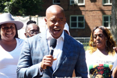June 2 2022  NEW YORK   New York City Mayor Eric Adams speaks at New York City Housing Authority (NYCHA) Trust. Politicians and tenants meet and talk to each other about how to spend money to do much needed repairs. The event took place at the Sheepshead/ Nostrand housing complex in Brooklyn