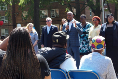 June 2 2022  NEW YORK   New York City Mayor Eric Adams speaks at New York City Housing Authority (NYCHA) Trust. Politicians and tenants meet and talk to each other about how to spend money to do much needed repairs. The event took place at the Sheepshead/ Nostrand housing complex in Brooklyn