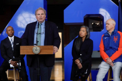 3.24.22- Mayor Eric Adams Citifield press conference
NYC Mayor Eric Adams , Ny Yankees President Randy Levine, Ny Mets President Sandy Alderson press conference.

(C) Steve Sands/ New York Newswire

MAYOR ADAMS TAKES MEASURES TO SUPPORT SMALL BUSINESSES AND INDEPENDENT VENUES, LEVELS PLAYING FIELD FOR NYC-BASED PERFORMERS AND ATHLETES
 
With COVID Case Counts Low and Vaccination Rates at Record Heights, Mayor Announces Next Step in NYC’S Economic Recovery and Pandemic Response
 
New Order Follows Mayor Adams’ Recent Statement on Mask Requirements for 2-4-Year-Olds, Removal of Mask Mandate for K-12 Public School Students, and Suspension of Aspects of Key to NYC