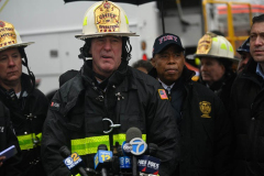 Firefighters from Ladder Company 172 operate at a building explosion at 58 Bay 35 Street. Units had heavy fire from a two story private dwelling.