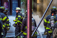 An underground transformer exploded in the late afternoon on 51st St and Lexington. Units were called in from Brooklyn as well as for the severity of the fire, but all was eradicated shortly after. No injuries or casualties.  Sunday, February 27, 2022. (C) Bianca Otero