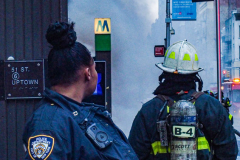 An underground transformer exploded in the late afternoon on 51st St and Lexington. Units were called in from Brooklyn as well as for the severity of the fire, but all was eradicated shortly after. No injuries or casualties.  Sunday, February 27, 2022. (C) Bianca Otero