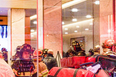 An underground transformer exploded in the late afternoon on 51st St and Lexington. Units were called in from Brooklyn as well as for the severity of the fire, but all was eradicated shortly after. No injuries or casualties.  Sunday, February 27, 2022. (C) Bianca Otero
