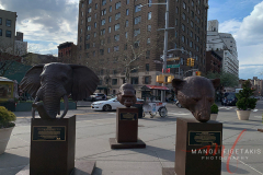 Faces of the Wild
"Faces of the Wild" features nine, six-foot-tall sculptures depicting critically endangered animals. The monuments are based on the many photographs and sketches that the artists behind the works have taken of wildlife over the past 15 years. 
The new outdoors installation is located by Greenwich Village's Ruth Wittenberg Triangle, at the intersection of Greenwich Avenue, the Avenue of the Americas and Christopher Street
Photo by Manoli Figetakis