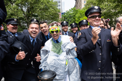 FDNY firefighters cheer for the medal recipients at the FDNY Medal Day 2022 at City Hall in New York, New York, on June 1, 2022. (Photo by Gabriele Holtermann/Sipa USA)