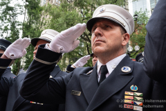 Members of the FDNY stand in salute at the FDNY Medal Day 2022 at City Hall in New York, New York, on June 1, 2022. (Photo by Gabriele Holtermann/Sipa USA)
