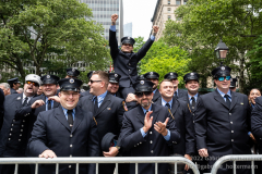 FDNY firefighters cheer for the medal recipients at the FDNY Medal Day 2022 at City Hall in New York, New York, on June 1, 2022. (Photo by Gabriele Holtermann/Sipa USA)