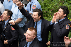 FDNY firefighters cheer for the medal recipients at the FDNY Medal Day 2022 at City Hall in New York, New York, on June 1, 2022. (Photo by Gabriele Holtermann/Sipa USA)