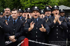 FDNY firefighters cheer for the medal recipients at the FDNY Medal Day 2022 at City Hall in New York, New York, on June 1, 2022. (Photo by Gabriele Holtermann/Sipa USA)