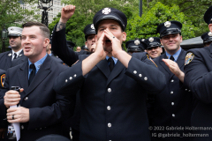 FDNY firefighters cheer for the medal recipients at the FDNY Medal Day 2022 at City Hall in New York, New York, on June 1, 2022. (Photo by Gabriele Holtermann/Sipa USA)