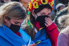 People came together around NYC to protest against the Russian attack on Ukraine. 
From Washington Square Park to Times Square and other parts of the city, people showed solidarity with Ukraine and to protest against Russia. Sunday, February 27, 2022. (C) Bianca Otero