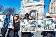 People came together around NYC to protest against the Russian attack on Ukraine. 
From Washington Square Park to Times Square and other parts of the city, people showed solidarity with Ukraine and to protest against Russia. Sunday, February 27, 2022. (C) Bianca Otero