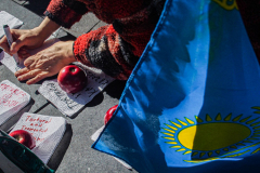 People came together around NYC to protest against the Russian attack on Ukraine. 
From Washington Square Park to Times Square and other parts of the city, people showed solidarity with Ukraine and to protest against Russia. Sunday, February 27, 2022. (C) Bianca Otero