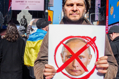 People came together around NYC to protest against the Russian attack on Ukraine. 
From Washington Square Park to Times Square and other parts of the city, people showed solidarity with Ukraine and to protest against Russia. Sunday, February 27, 2022. (C) Bianca Otero