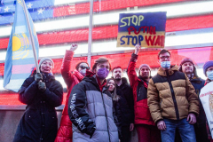 People came together around NYC to protest against the Russian attack on Ukraine. 
From Washington Square Park to Times Square and other parts of the city, people showed solidarity with Ukraine and to protest against Russia. Sunday, February 27, 2022. (C) Bianca Otero