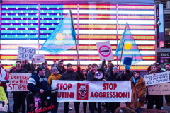 People came together around NYC to protest against the Russian attack on Ukraine. 
From Washington Square Park to Times Square and other parts of the city, people showed solidarity with Ukraine and to protest against Russia. Sunday, February 27, 2022. (C) Bianca Otero