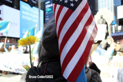 February 27, 2022  New York, 
  Solidarity with The Ukraine. 
Crowds gathers at the Red Steps in Farther Duffy Square in New York's Times Square to protest Russia's
invasion of Ukraine.
