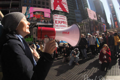 Members of Free Kazakhs hold a rally in Times Square in New York on 27 Feb 2022 demanding an immediate end to the torture of 12,000 people and their release and for Putin to stop his attack on the Ukraine.
Dictatorial regime of Tokayev called the protesters in Almaty, Kazakhstan as terrorists and bandits, indicating their number at 20,000 people. After this statement, the regime has illegally arrested 12,000 people and continues to torture them inhumanly to this day.