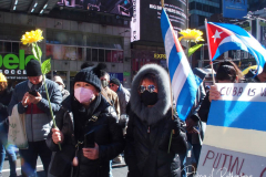 Members of Free Kazakhs hold a rally in Times Square in New York on 27 Feb 2022 demanding an immediate end to the torture of 12,000 people and their release and for Putin to stop his attack on the Ukraine.
Dictatorial regime of Tokayev called the protesters in Almaty, Kazakhstan as terrorists and bandits, indicating their number at 20,000 people. After this statement, the regime has illegally arrested 12,000 people and continues to torture them inhumanly to this day.