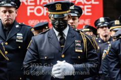 NYPD officers and police officers from the tri-state area line 5th Avenue to pay their final respect for their fallen colleague, NYPD Officer Wilbert Mora after his funeral service at St. Patrick’s Cathedral in New York, New York, on Feb. 2,  2022.  (Photo by Gabriele Holtermann/Sipa USA)