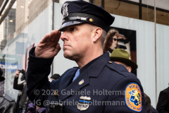 NYPD officers and police officers from the tri-state area line 5th Avenue to pay their final respect for their fallen colleague, NYPD Officer Wilbert Mora after his funeral service at St. Patrick’s Cathedral in New York, New York, on Feb. 2,  2022.  (Photo by Gabriele Holtermann/Sipa USA)