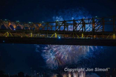 Macy’s Fireworks on the East River in Manhattan 7/4/22.  Looking south from the 59th St Bridge.