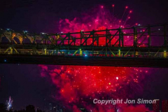 Macy’s Fireworks on the East River in Manhattan 7/4/22.  Looking south from the 59th St Bridge.