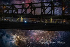 Macy’s Fireworks on the East River in Manhattan 7/4/22.  Looking south from the 59th St Bridge.