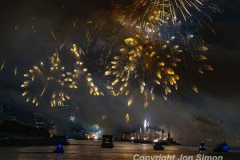 Macy’s Fireworks on the East River in Manhattan 7/4/22.  Looking south from the 59th St Bridge.