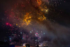 Macy’s Fireworks on the East River in Manhattan 7/4/22.  Looking south from the 59th St Bridge.