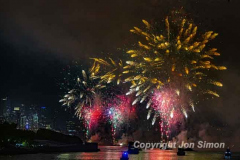 Macy’s Fireworks on the East River in Manhattan 7/4/22.  Looking south from the 59th St Bridge.