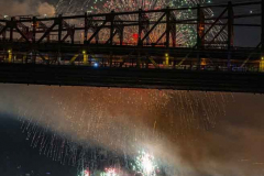 Macy’s Fireworks on the East River in Manhattan 7/4/22.  Looking south from the 59th St Bridge.