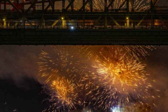 Macy’s Fireworks on the East River in Manhattan 7/4/22.  Looking south from the 59th St Bridge.